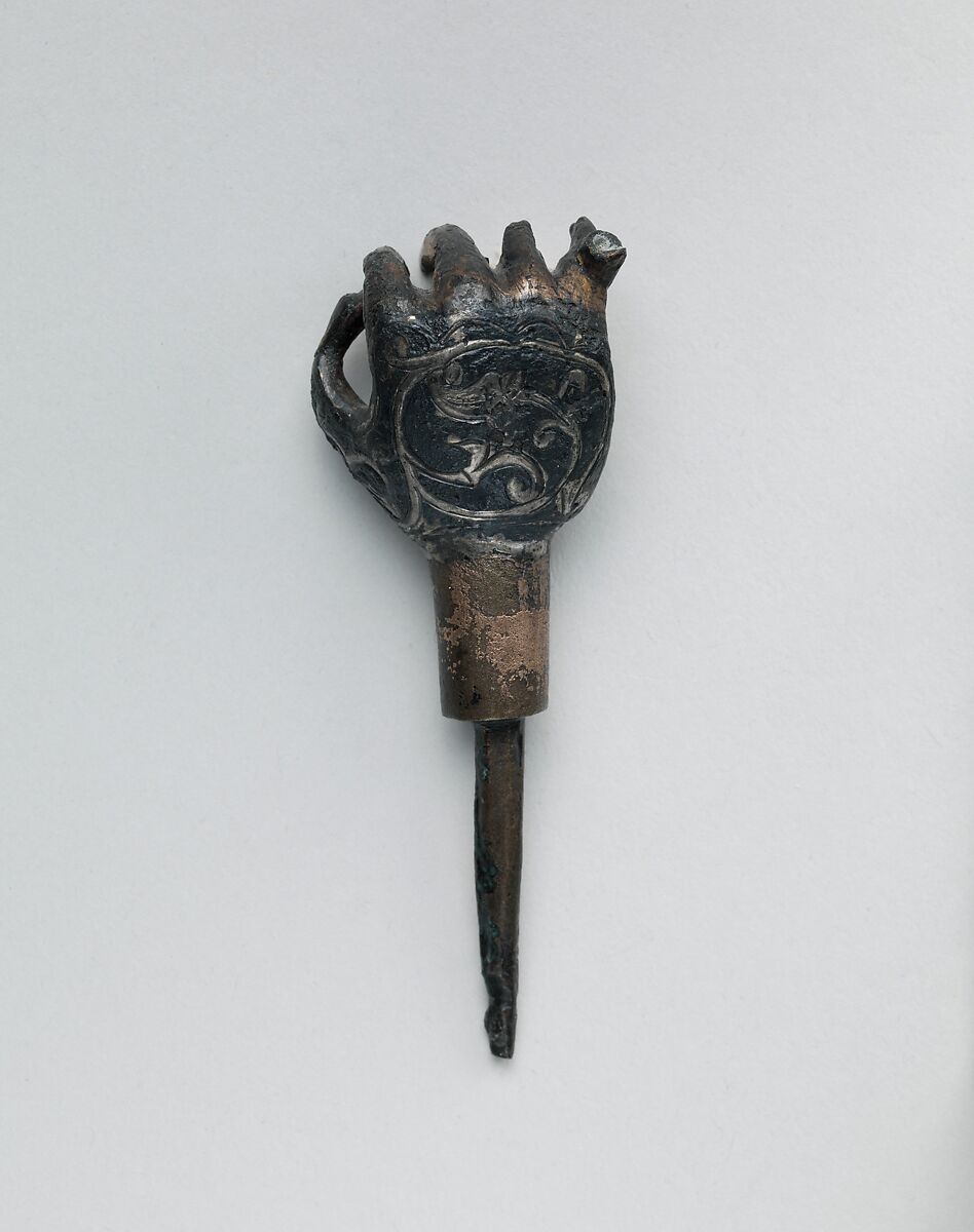 Hand with Niello Decoration, Bronze, silver, niello; gilded, inlaid 