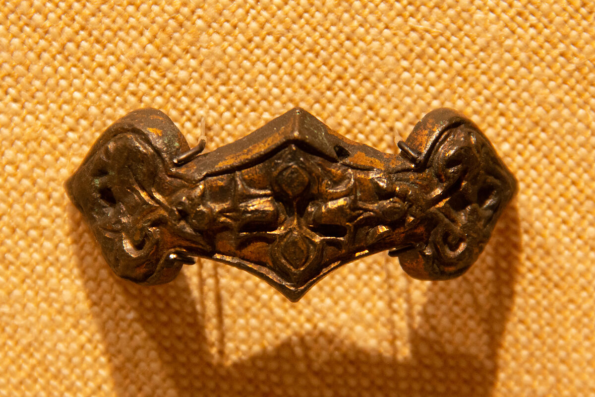 Clamp, Bronze; relief cast, gilded 