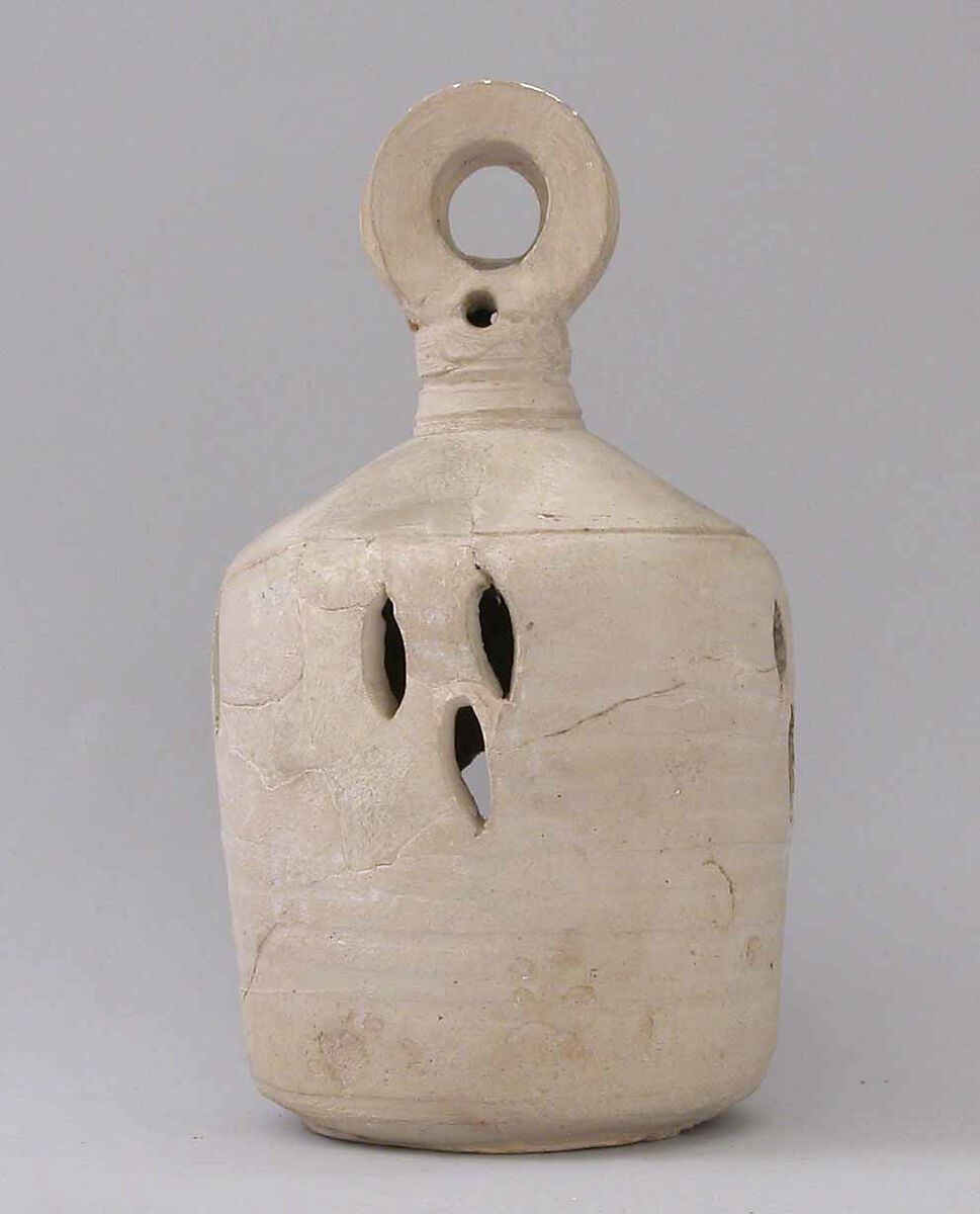 Earthenware Lantern, Earthenware; slip covered, unglazed 