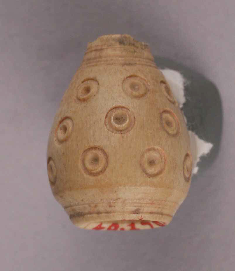 Button or Bead, Bone; incised and inlaid with paint 