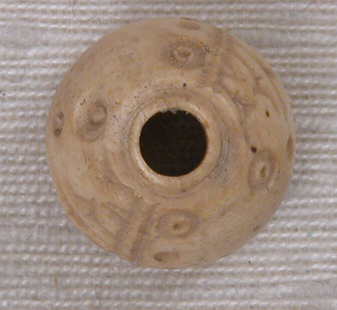 Button or Bead, Bone; incised and inlaid with paint