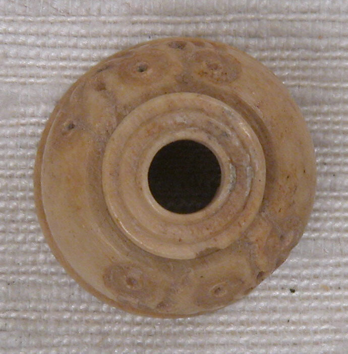 Button or Bead, Bone; incised and inlaid with paint
