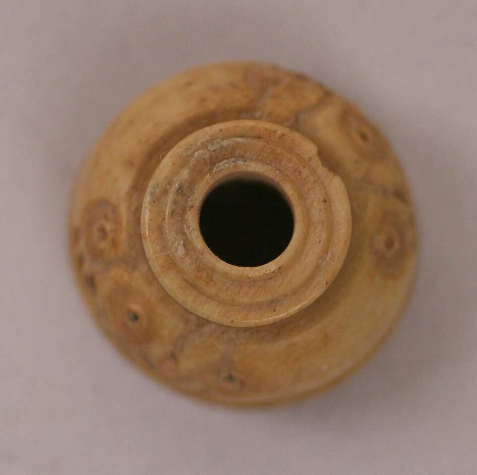 Button or Bead, Bone; incised and inlaid with paint 