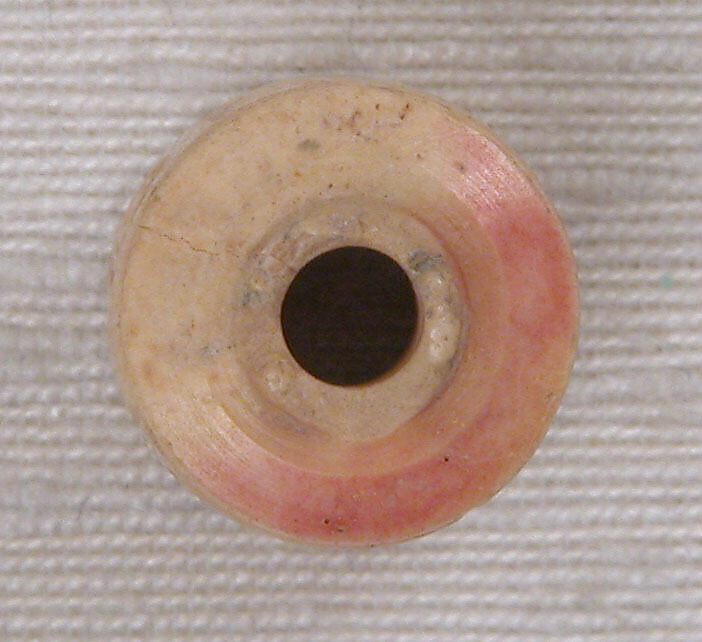 Button or Bead, Bone; tinted, incised, and inlaid with paint