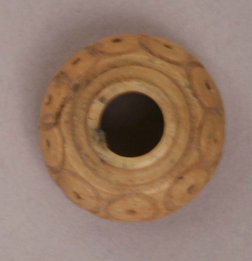 Button or Bead, Bone; incised and inlaid with paint 