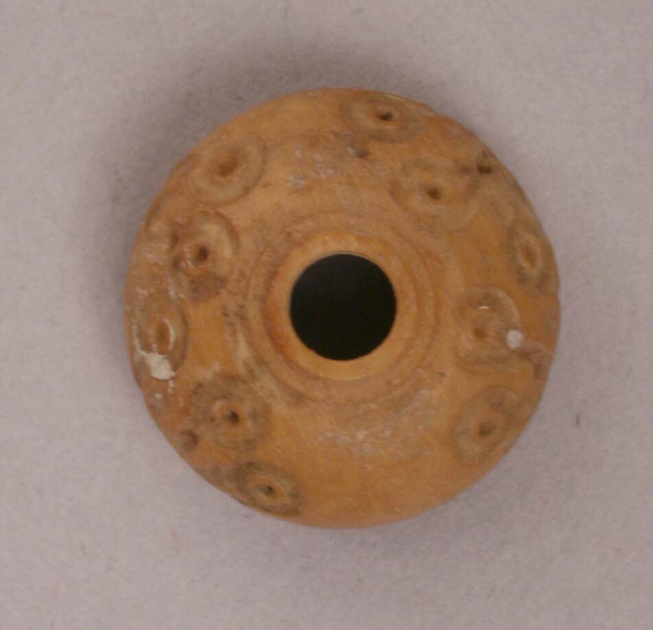 Button or Bead, Bone; incised and inlaid with paint 