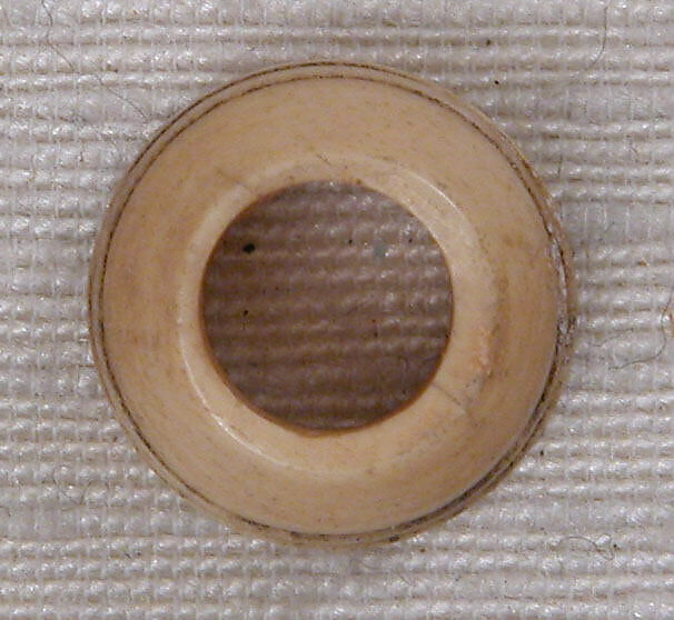 Button or Bead, Bone; incised and inlaid with paint