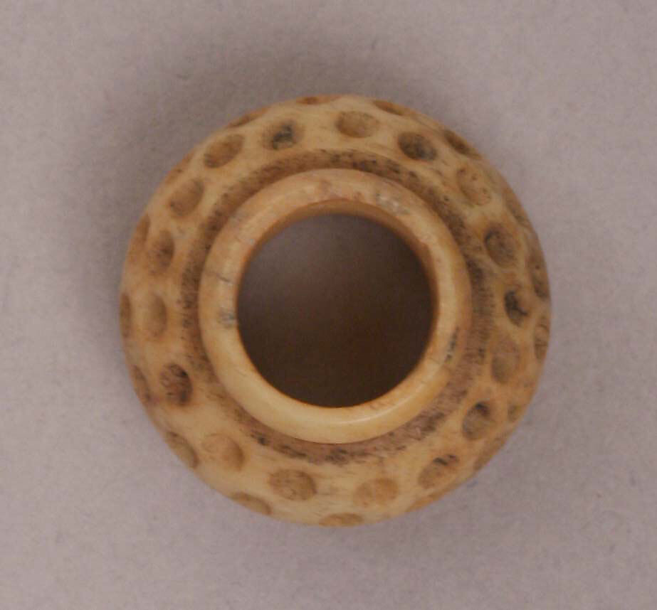 Button or Bead, Bone; incised and inlaid with paint 