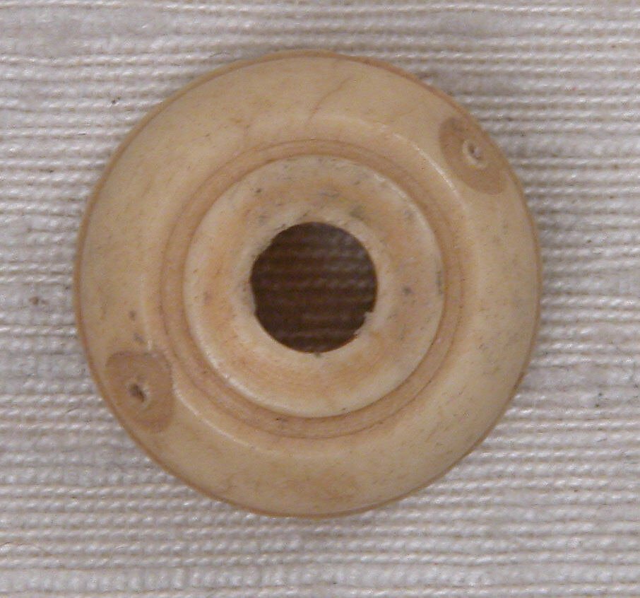 Button or Bead, Bone; incised and inlaid with paint