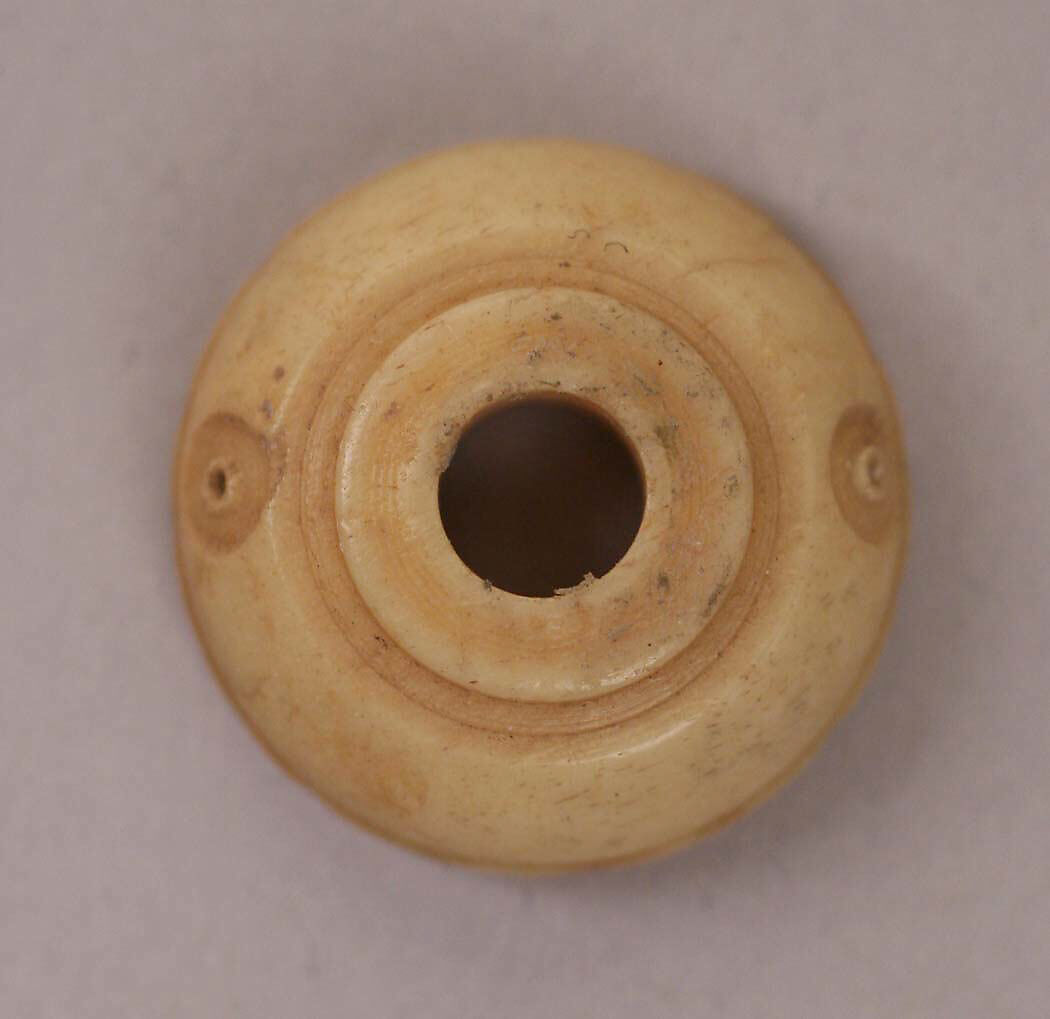 Button or Bead, Bone; incised and inlaid with paint 