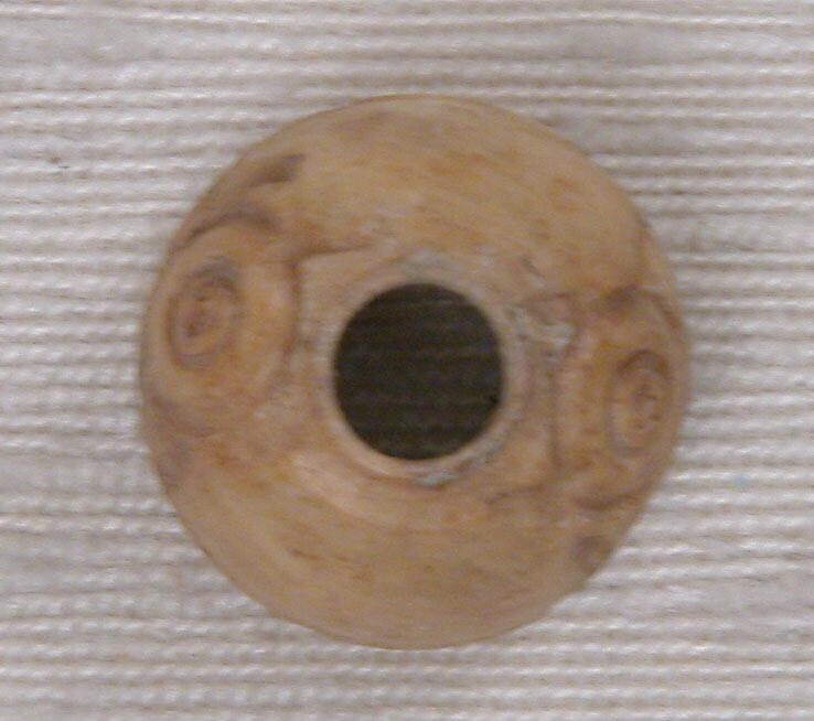 Button or Bead, Bone; incised and inlaid with paint