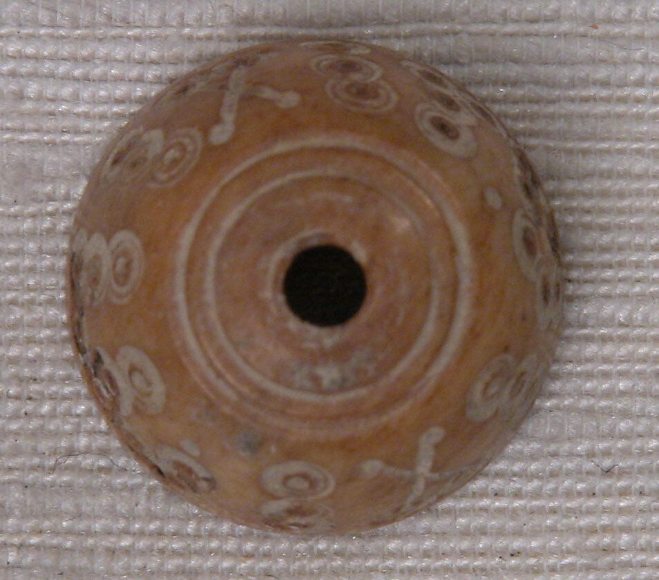 Button or Bead, Bone; incised and inlaid with paint