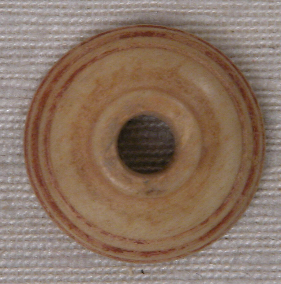 Button or Bead, Bone; incised and inlaid with paint 