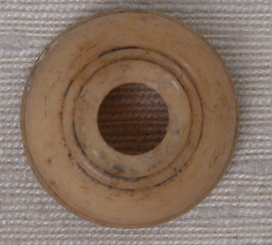 Button or Bead, Bone; incised and inlaid with paint
