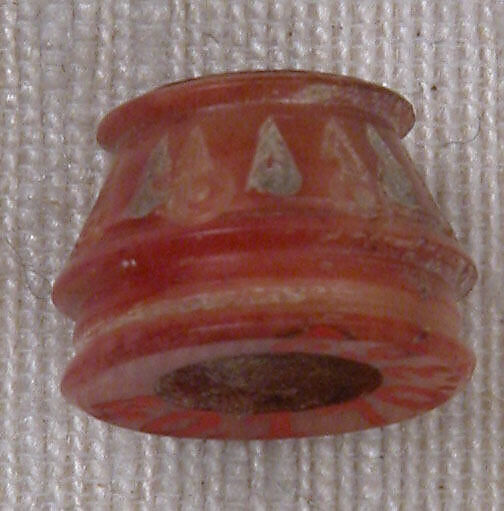 Button or Bead, Bone; tinted, incised, and inlaid with paint