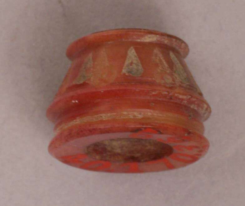 Button or Bead, Bone; tinted, incised, and inlaid with paint 