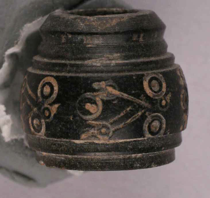 Button or Bead or Spindle Whorl, Stone; incised
