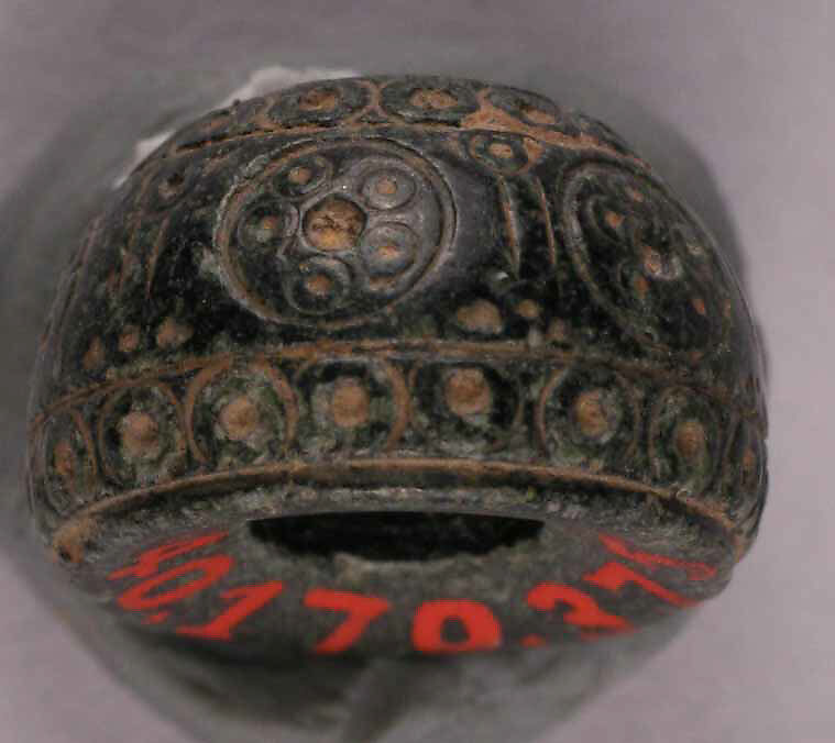 Button or Bead or Spindle Whorl, Stone; incised