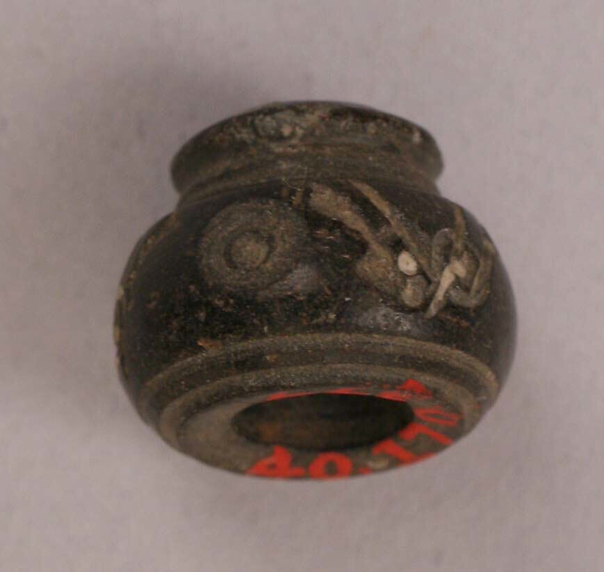 Button or Bead or Spindle Whorl, Stone; carved and incised 
