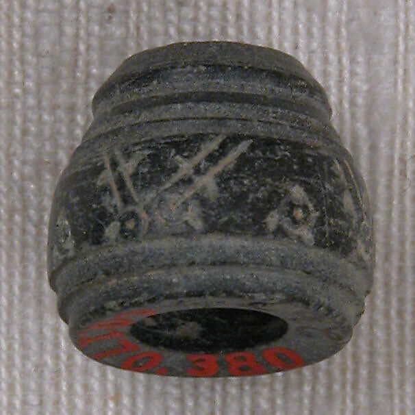 Button or Bead or Spindle Whorl, Stone; incised