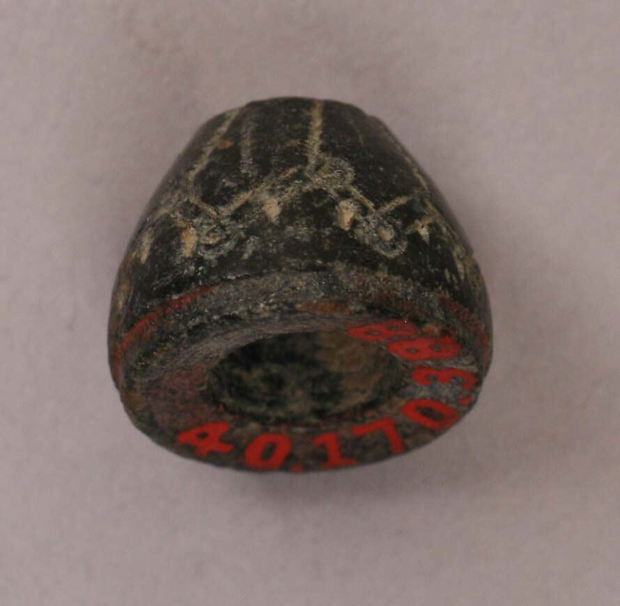 Button or Bead or Spindle Whorl, Stone; incised 