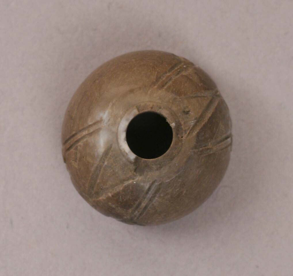 Button or Bead, Bone; incised and inlaid with paint 