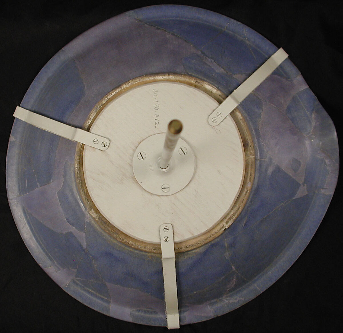 Plate, Earthenware; bluish glaze over grayish gritty body