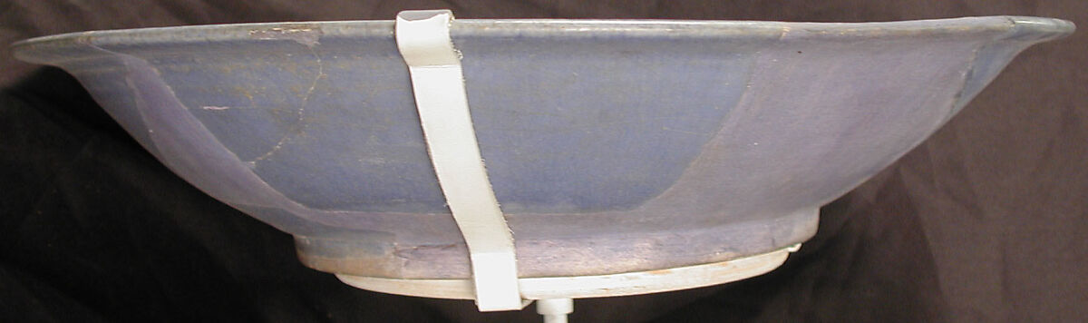 Plate, Earthenware; bluish glaze over grayish gritty body