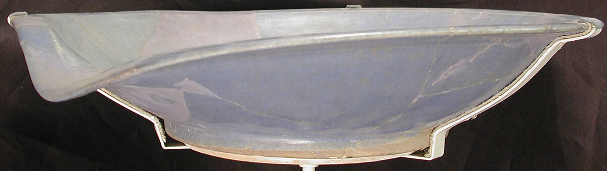 Plate, Earthenware; bluish glaze over grayish gritty body
