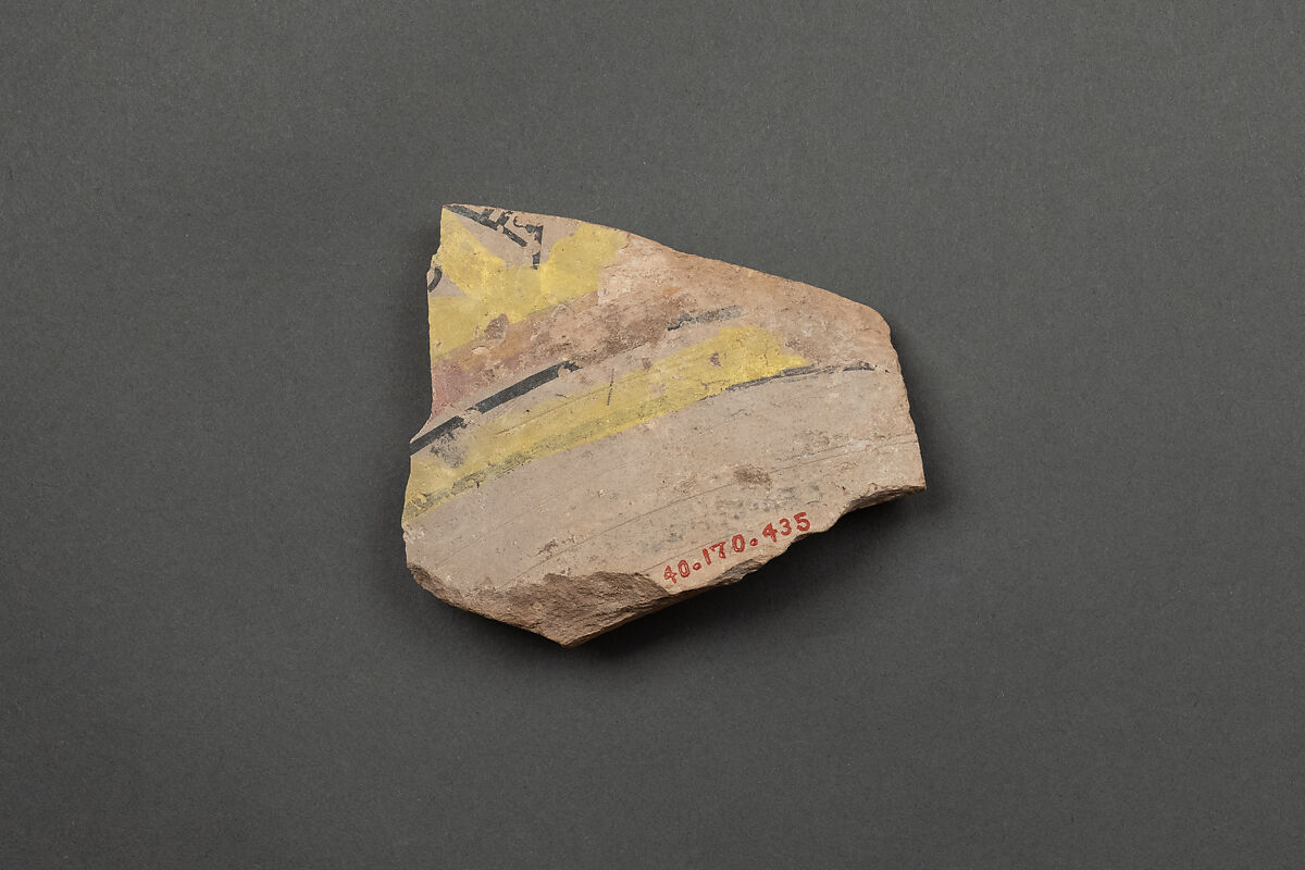 Ceramic Fragment, Earthenware; slip covered and polychrome painted
