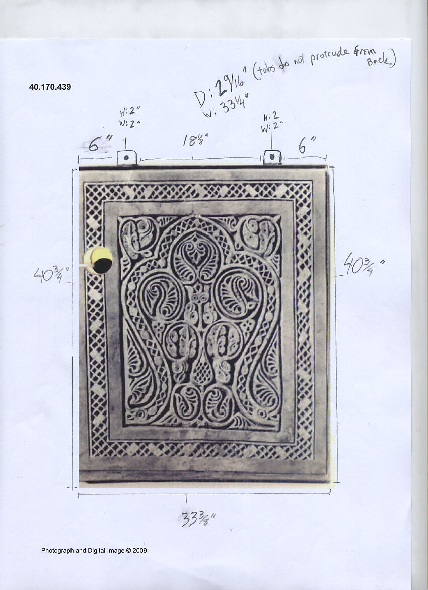 Dado Panel, Stucco; carved, with some cast plaster elements