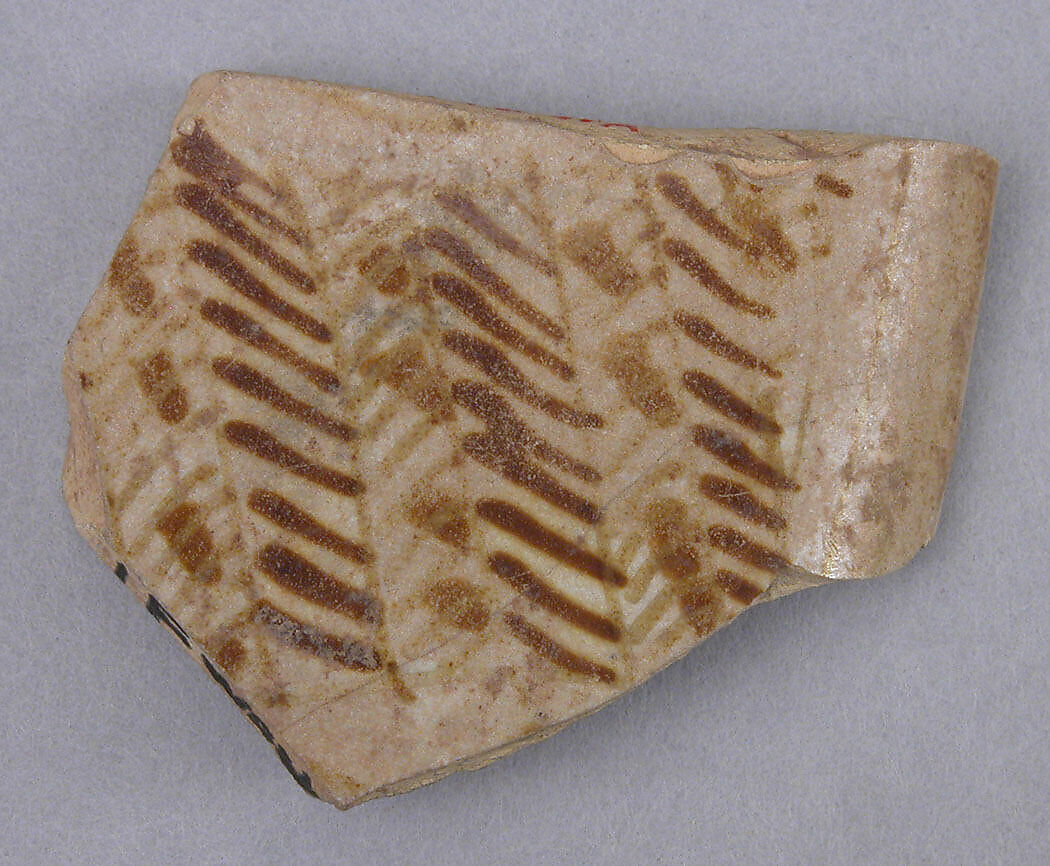 Ceramic Fragment, Earthenware; luster-painted on opaque white glaze