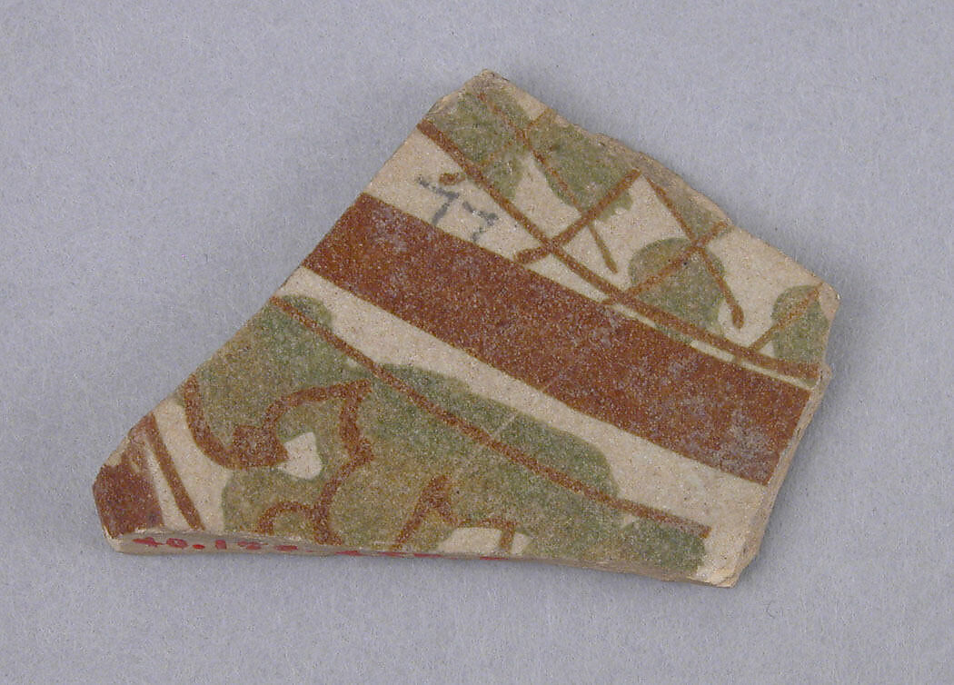 Ceramic Fragment, Earthenware; luster-painted on opaque white glaze