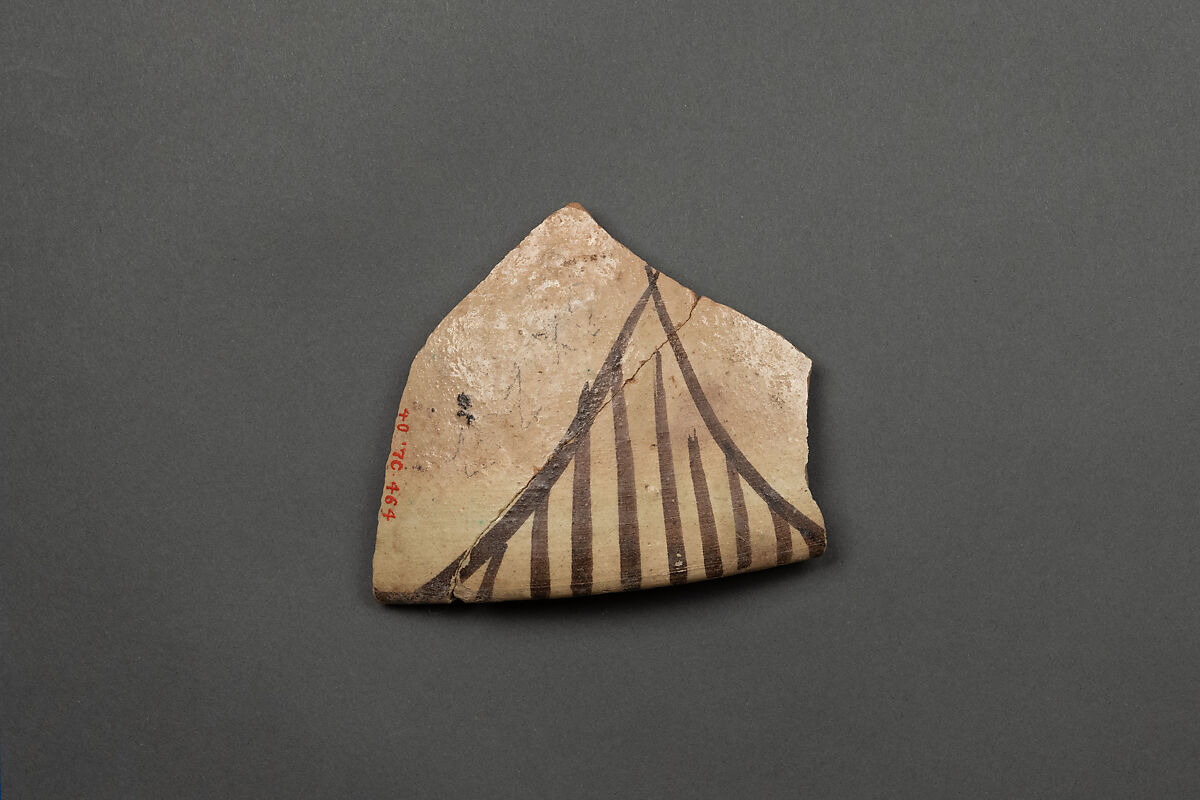 Fragment of a Bowl, Earthenware; white slip, incised and splashed with polychrome glazes under transparent glaze (sgraffito ware) 