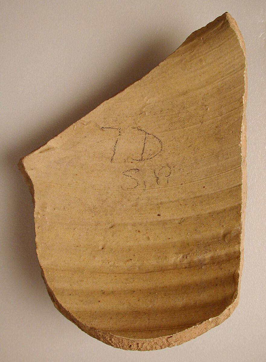 Fragment with Clusters of White Dots, Earthenware; black slip with white slip decoration under transparent glaze