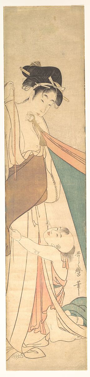 Woman and Child, Kitagawa Utamaro (Japanese, ca. 1754–1806), Woodblock print; ink and color on paper, Japan 