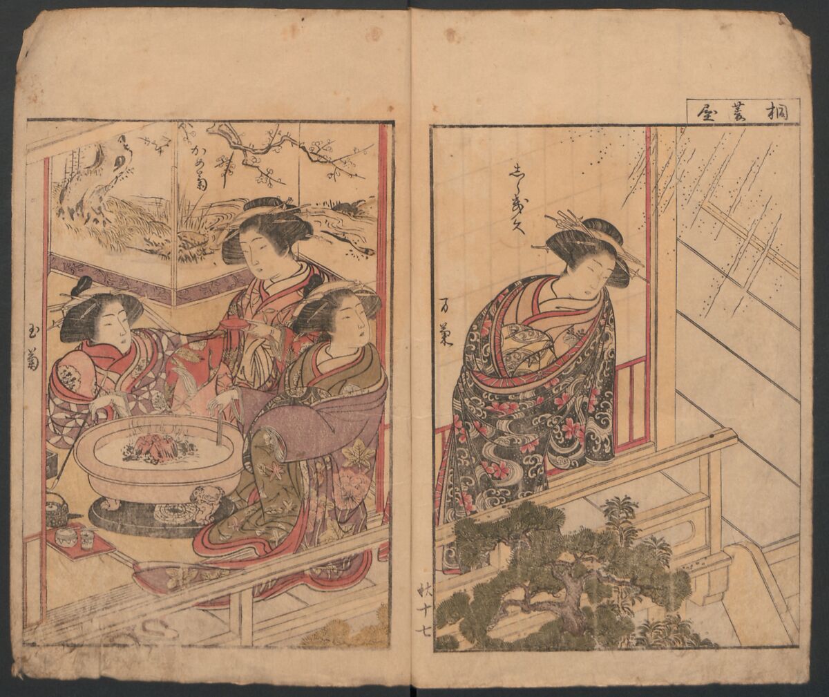 Mirror of the Beautiful Women of the Yoshiwara Brothels (Seirō bijin awase sugata kagami) 青楼美人合姿鏡, Katsukawa Shunshō　勝川春章 (Japanese, 1726–1792), Polychrome woodblock printed book; ink and color on paper, Japan