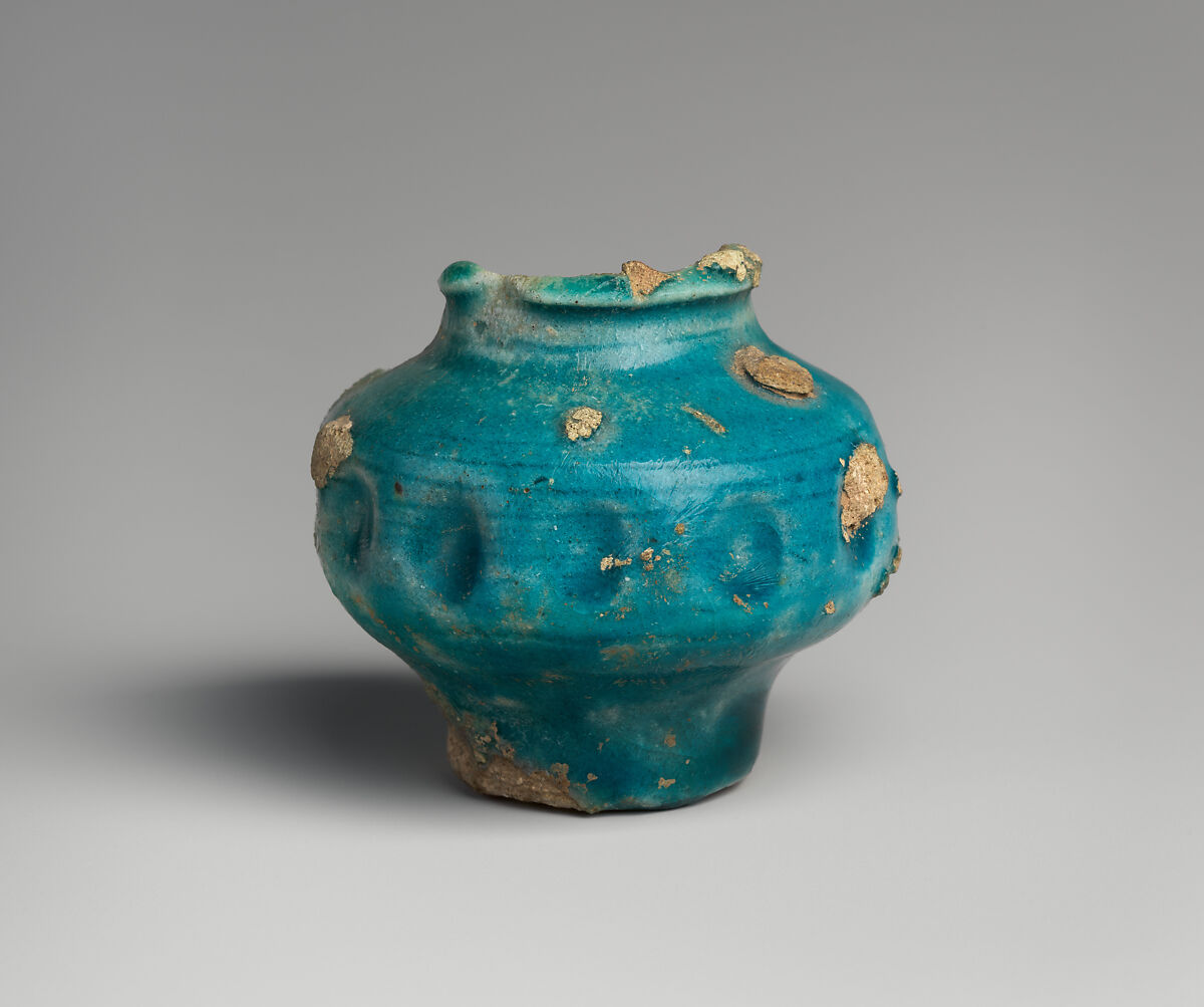 Fragment of a Misfired Miniature Vase, Stonepaste; glazed 