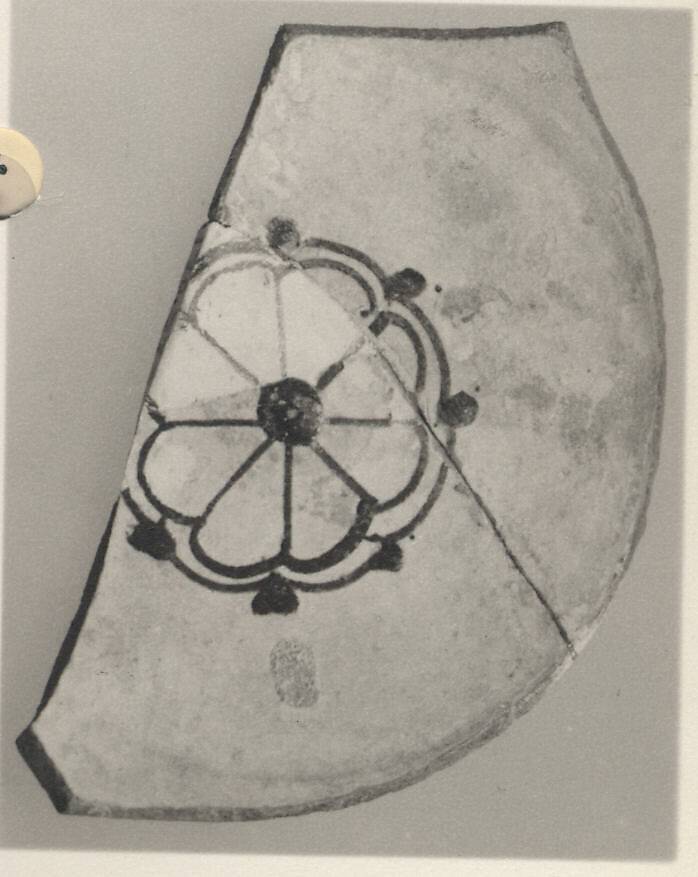 Fragment of a Bowl, Earthenware; white slip with black slip decoration under transparent glaze