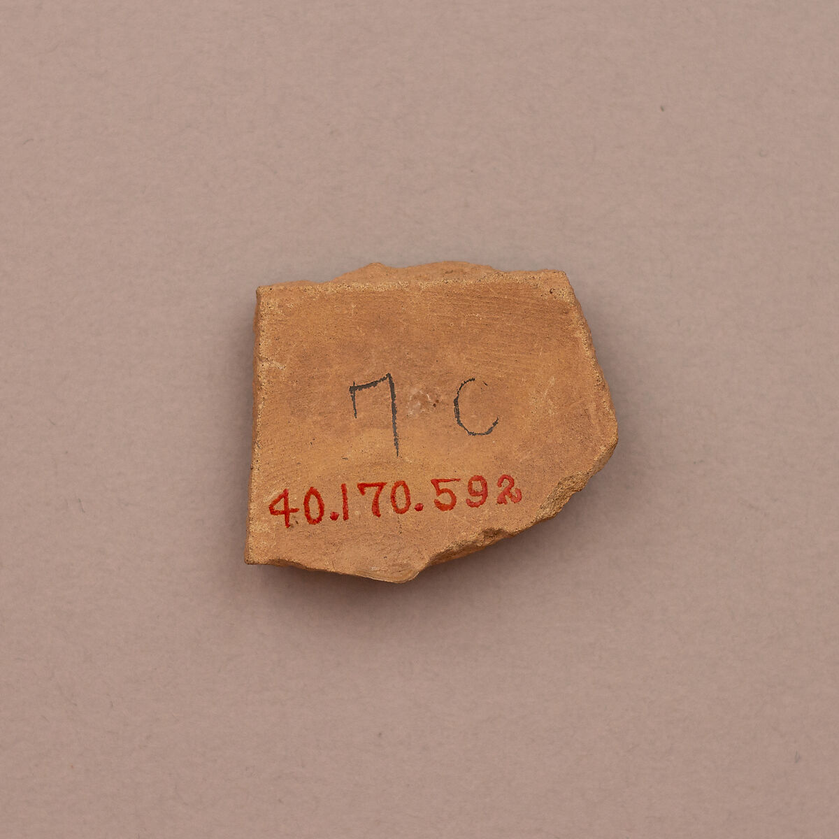 Ceramic Fragment, Earthenware; molded and unglazed