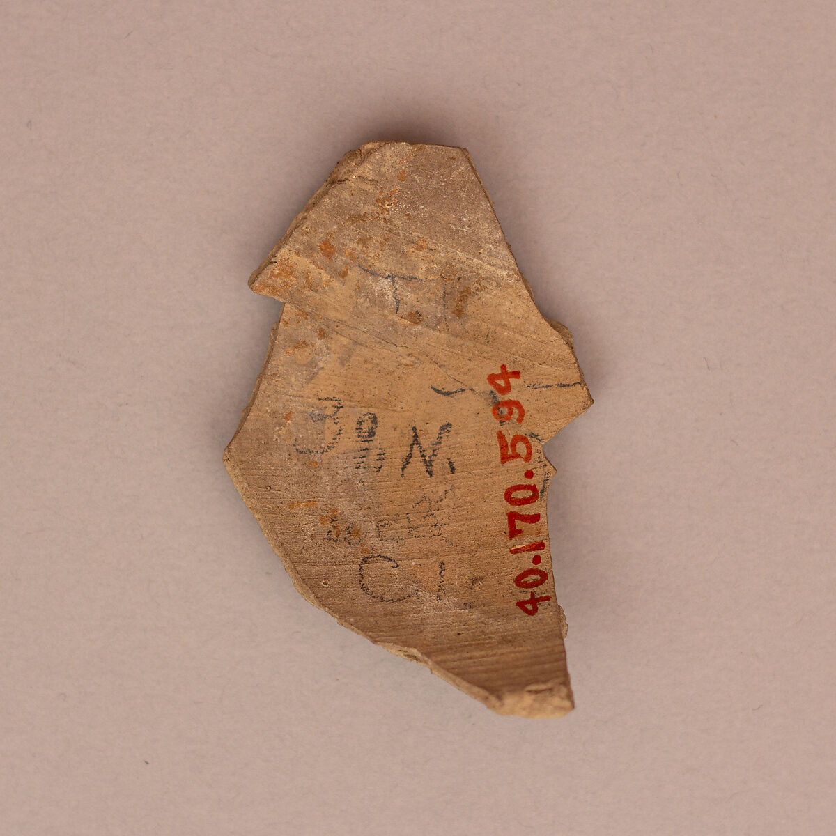 Ceramic Fragment, Earthenware; molded and unglazed