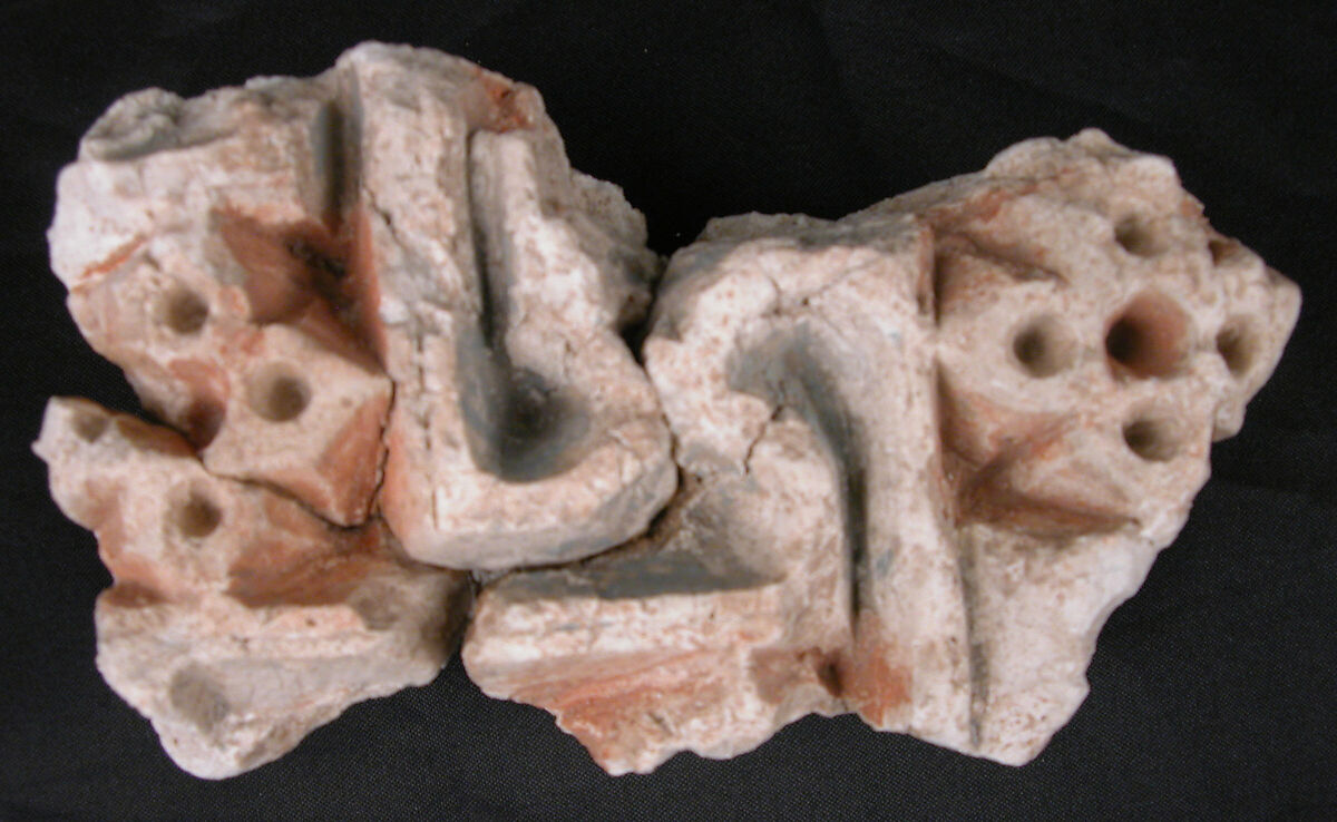 Fragment of a Wall Decoration, Plaster; carved and painted 