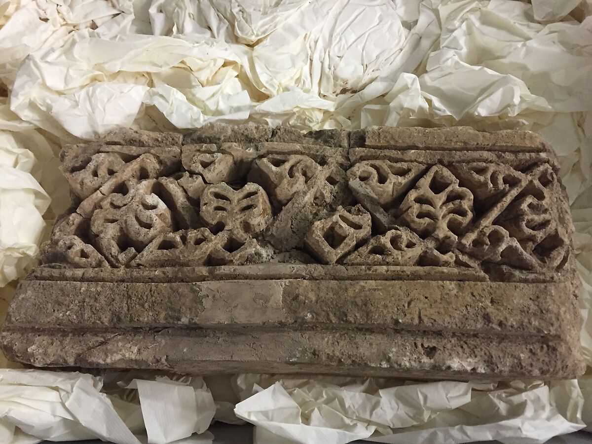 Fragment of a Frieze with a Vegetal Pattern, Plaster; carved 