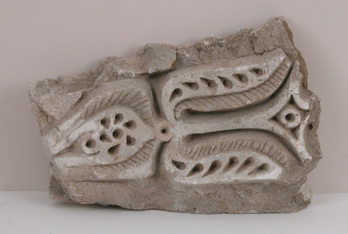 Stucco Fragment, Plaster; carved and painted 