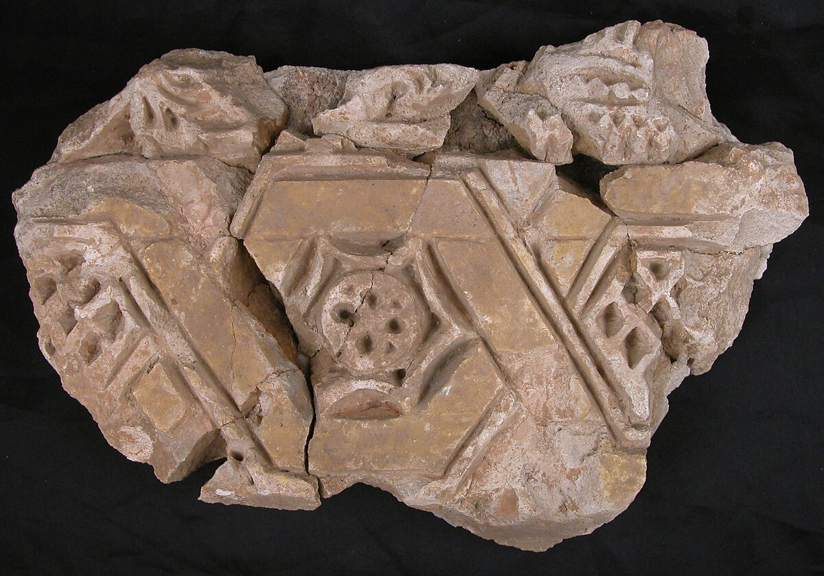 Stucco Fragment, Plaster; carved and painted 