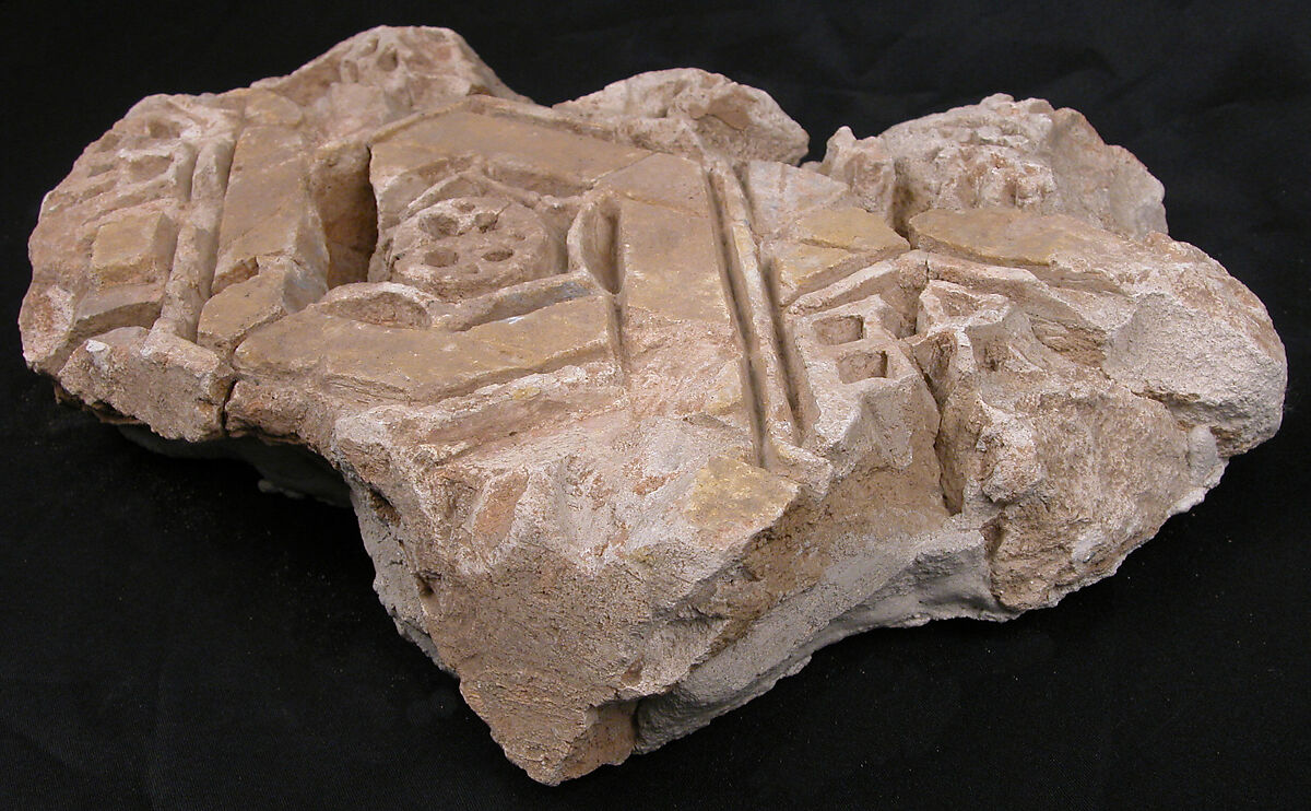 Stucco Fragment, Plaster; carved and painted
