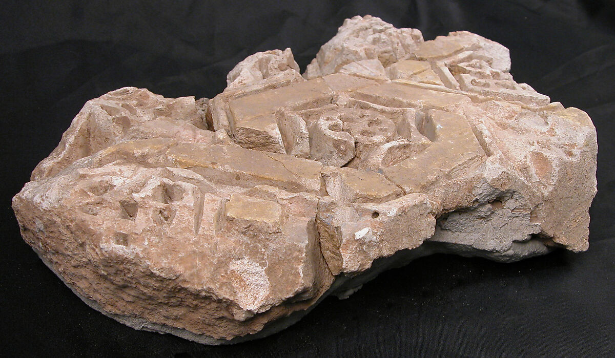 Stucco Fragment, Plaster; carved and painted