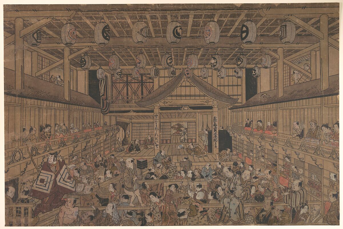 Ichikawa Danjūrō II (?) Performing Shibaraku in the Ichimura Theater, Torii Kiyotada (Japanese, fl. ca. 1720–50), Woodblock print; ink and color on paper, Japan 