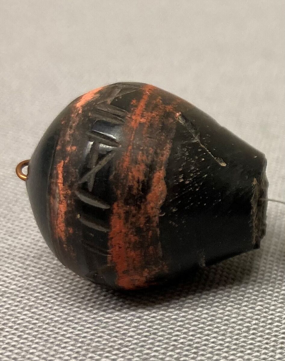 Stone Beads, Stone, probably jet; painted and incised 