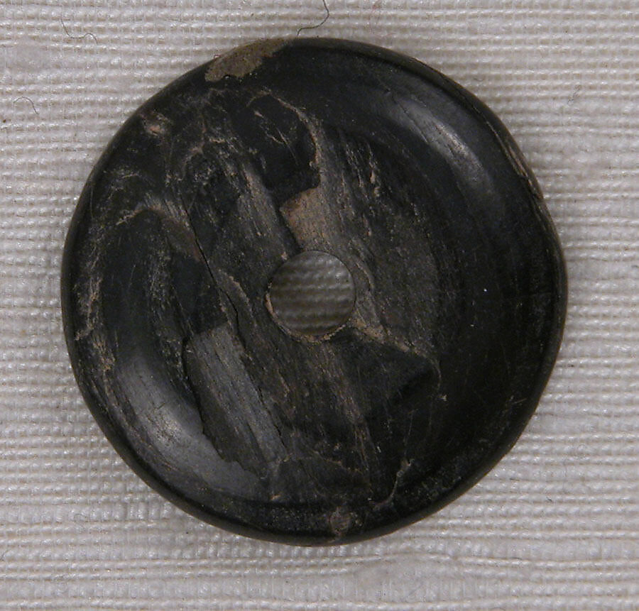 Button or Bead, Stone, probably jet; carved